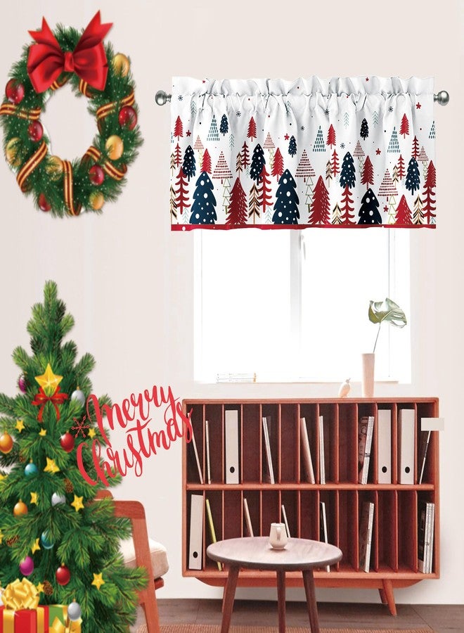 Deztibos Christmas Window Valance, 52x18 Inch Christmas Tree Snowflake Curtains Valance with Rod Pocket Winter Colorful Doorway Decoration for Kitchen Bathroom Living Room Bedroom - Image 3